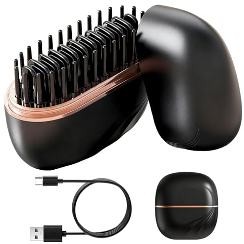 Mini Plancha de Pelo Inalámbrica, Cepillo Alisador Portátil Recargable