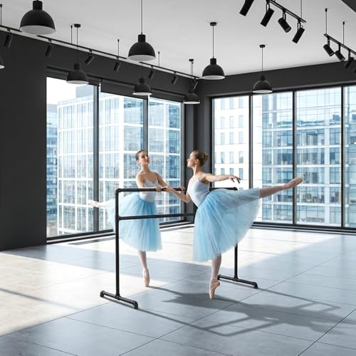 Minifactory Portable Freestanding Ballet Barre, Tall Double Ballet Bar for Dance Training, Heavy-Duty Metal Dance Barre for Home, Studio & Ballet Practice