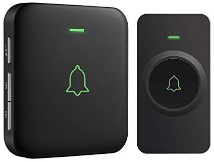 Sonnette sans Fil AVANTEK CB-11 Mini Sonnette de Porte 300M Étanche Kit de Carillon Electronique avec Un Récepteur Enfichable, 52 Mélodies au 5 Niveaux Volumes pour Maison, Bureau, Hôtel, etc (Noir)