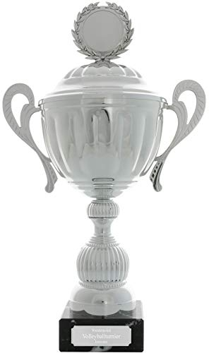 pokalspezialist Wanderpokal DINAN Silber 42 cm hoch mit Deckel und Gravur