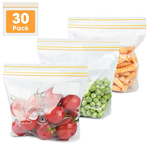 Esimlife Versiegelte Beutel zur Aufbewahrung von Lebensmitteln, Gefrierbeutel, Druckverschlussbeutel, wiederverwendbar, Sandwichbeutel, 30 Packungen (klein)