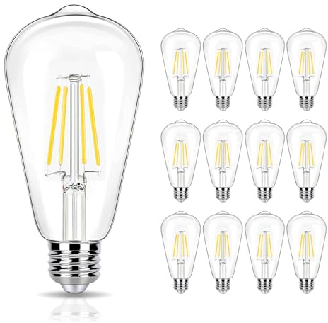 winsaLED 40 Watt Light Bulbs, E26 Bulb, 4000K Cool White 4W LED Edison Bulbs, Flickering Free, 90 High CRI, 450LM, Not Dimmable, Pack of 12