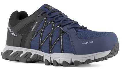 Reebok Scarpe di Sicurezza Trail Grip S1P SRC 44 Low in Microfibra e Pelle in Alluminio Blu Marino e Nero Navy/Nero