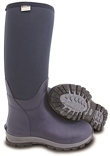 Town & Country Wellingtons Unisex Neoprene Rubber Wellington Muck Boots Ladies Mens Navy with Insulation - All Seasons, 12 UK