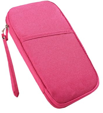 Passport Holder Travel Wallet, Large Capacity Travel Document Holder, RFID Blocking Waterproof Portable Travel Wallet Organiser for Cash Passport ID Card Credit Cards Flight Ticket Pen (Rose Red)