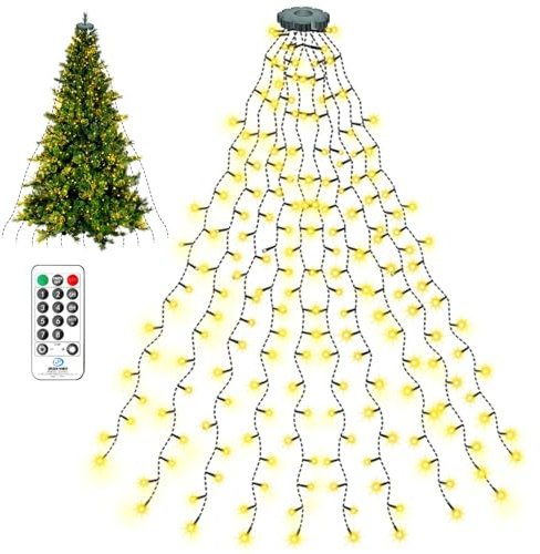 litogo Christmas Tree Lights 400 LED Mains Powered, Warm White Xmas String Lighting 2m*16 Lines for 5-9ft Christmas Tree, Easy to Install Fairy Lights Decoration for Indoor/Outdoor