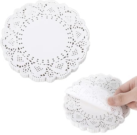 100 Stück Tortenspitzen Rund Klein, 14 cm Tortenspitze klein Rund, Rund Lace Papierdeckchen Spitze Deckchen Für Lebensmittel Rundes Papier Tischsets für Kuchen Tabletts Crafts Party Hochzeit (Weiß)