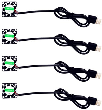 JZK Lot de 4 mini ventilateurs USB 25 x 25 x 7 mm CC 5 V 25 mm 9800 tr/min 0,1 A 2507 Roulement coulissant 2507 Petit ventilateur CC sans balais 2,5 cm pour carte de développement, carte graphique