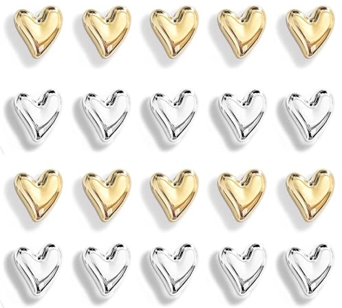 20 Pezzi Calamite Frigorifero a Forma di Cuore,3D Magneti Decorativi per Frigo,Lavagna e Ufficio,Piccoli Magneti di Design per Decorare la Cucina,Magnete per Frigorifero Natalizio e Regalo（oro+argento