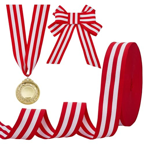 PH PandaHall 4cm Ruban Rayé 45.7m Noël Ruban Gros Grain Rubans Rouge et Blanc en Forme de Canne à Sucre pour Emballage Cadeau Bricolage Artisanat Couture Maison Fête Décoration de Mariage