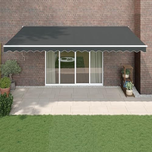 Xichuzi Markise Einziehbar Anthrazit 5x3 m Stoff und Aluminium, Sichtschutz Balkon, Balkon Markise, Seitenmarkise, Klemmmarkise, Sonnenvorhang, Balkonmarkisen - 3154440