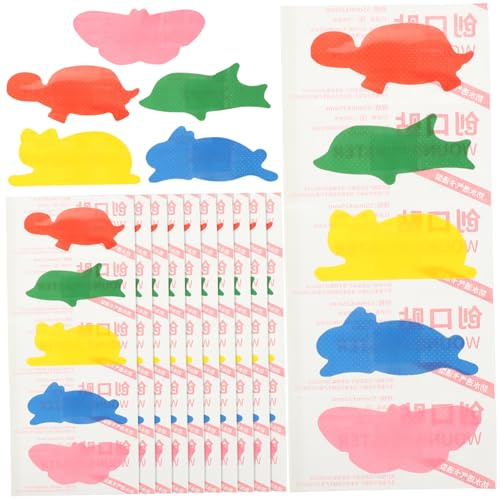 IWOWHERO 4 Boxes Colorful Cartoon Bandages Self-Adhesive Portable Wound Patches with Strong Absorption and Craftsmanship for Boys and Daily Use