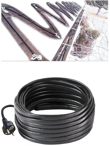 H&G Lifestyles 18M Elektrische Heizband für Dach Schnee Enteisungs Selbstregulierend Heizkabel Frostschutzkabel Dachrinnenheizung Begleitheizung Wasserdicht Wärmekabel Frostschutz 230V,60Ft,8W/ft