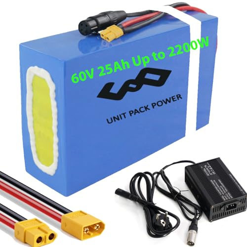 UPP Batterie 60V 25Ah(26Ah) 2000W 2200W - Batterie de vélo électrique au Lithium-ION,XT60 - Lito Batterie 60V0lt 2000W kit de Conversion ebike Batterie