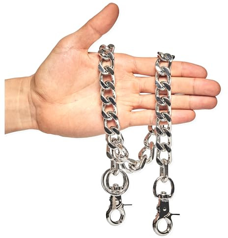 NEWTRO Cadena gruesa y pesada para hombres y mujeres, pantalones de motociclista, jeans, punk, llavero largo TH01, Th04-plata, 17in