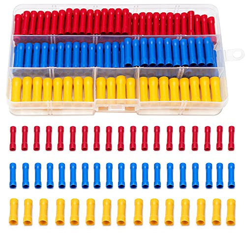 YIXISI 150 Pièces Connecteurs à Sertir Entièrement Isolés, Isolé Raccord Droit Butt Connector Connecteurs à Bornes Électriques à Sertir