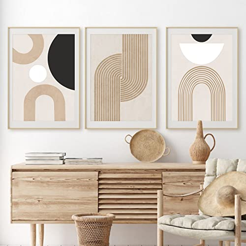 3er Premium Poster Set,Moderne Abstrakt Kunst Wandbilder,Ohne Rahmen Kunstdruck Leinwandbild,Boho Deko Bilder für Wohnzimmer Schlafzimmer (40x50cm)