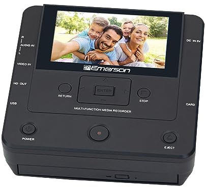 Emerson EMT-1200 Multimedia Recorder with 4.3-Inch LCD Screen: Record Videos, Music, and Photos from Phone to DVD, USB, or Memory Card - HD Media Output, App Integration, and Accessories Included