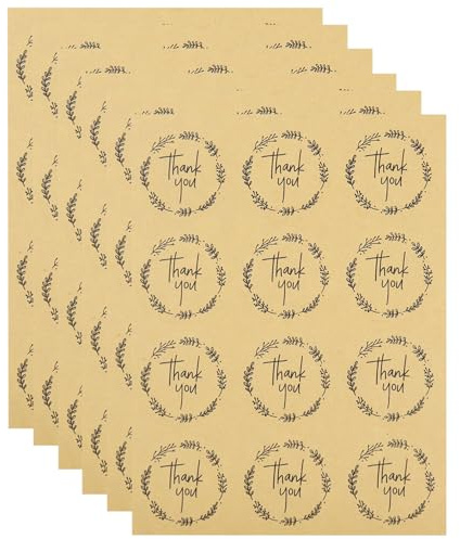 Thank You Stickers 6 Sheets 3.8cm Kraft Paper Thank You Label Stickers | for Small Business, Party Bags, Self-Adhesive Thank You Tag Stickers for Gift Wrap, Envelop Seal, Baking Packaging