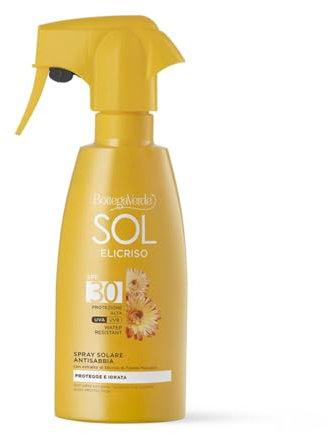 Bottega Verde - Sonnenspray SOL Helichrysum LSF 30, 200 ml, hoher Schutz für die ganze Familie, sand- und feuchtigkeitsspendend, mit Helichrysen-Extrakt, leichte Textur, wasserfest