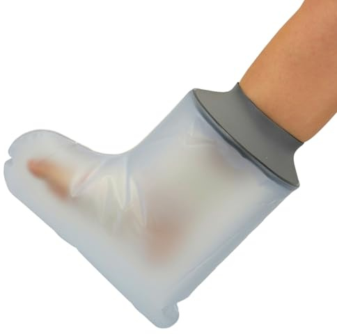 BLJ®️ Protector Escayola Pie Adulto - Funda Escayola Tobillo Impermeable, Flexible y Reutilizable para Uso Diario + Bolsa de Almacenamiento Hermética con Cremallera.