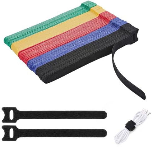 eROOSY 100 bridas ajustables y reutilizables, 15 cm, gancho y bucle