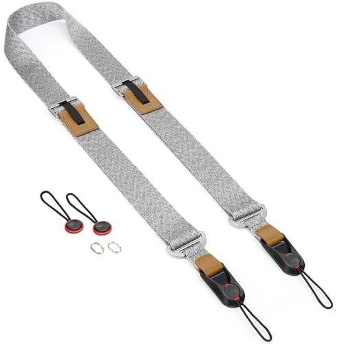 Sunya Correa de Cámara con Hebilla Liberación Rápida. Hecho de nylon de avanzado, ajustable con una sola mano, compatible con todas las cámaras, capacidad máxima de carga de 90 kg. (Gris Oscuro)