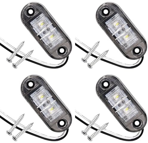 Comioke 4 PCS Ovale LED luci di Posizione Laterali 12 V/24 V Anteriore Posteriore luci indicatore, Bianco, Rimorchio, Roulotte, Furgone, SUV, Autobus, Barche, Camper, Alta Durata e Impermeabilità