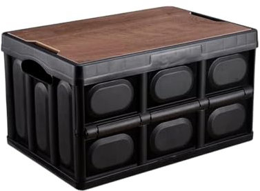 Scatola Portaoggetti Richiudibile 37x25x21 | Contenitore Plastica ECO Salvaspazio | Compatta (7 cm), Impilabile, Antiurto, Antipolvere | Nero-Grigio