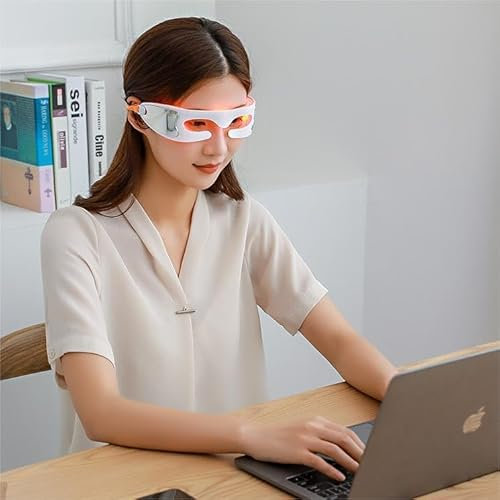 3D Augenmassagegerät gegen Falten und Augenringe, LED-Lichttherapie & Vibration, Augenpflegegerät zur Entspannung und Reduktion von Schwellungen, Wiederaufladbar für Zuhause