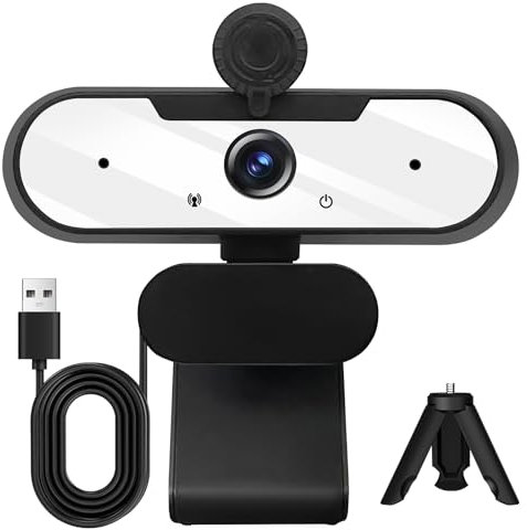 MTORED USB HD 1080P Video Webcam and Wide Angle Camera with Built-in Microphone and Rotatable Tripod,for Laptop Computer or Desktop PC,Great for Live Streaming.Calls.Video Conferencing(White)