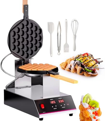 pealiritansemen Gaufrier À Bulles Professionnel, Double Face Plaques, Gaufrier Street Food, Rotatif À 180°, avec Affichage Numérique, pour Boulangeries, Cafés, Food Trucks