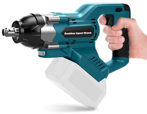 Llave de impacto con batería de 1000 Nm para Makita 18 V batería de litio (sin batería), llave de impacto sin escobillas de 1/2 pulgadas con mango adicional, luz LED, para neumáticos de coche