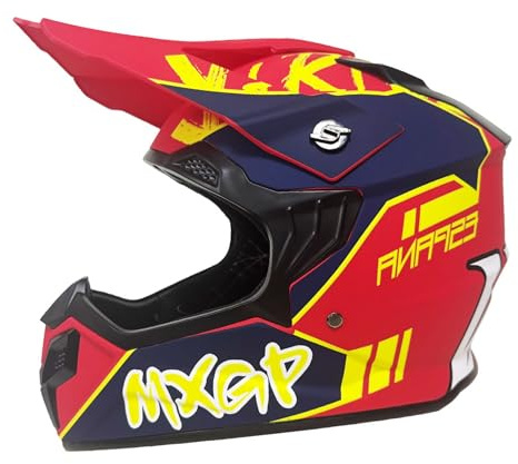 Casque Moto Cross Enfant ECE22.06 Homologué, Motocross Cycliste pour Garçon Et Fille 5-15 Ans, Homme VTT Integral, Femme pour Enfants, Scooter De Ski(Red-A,M(54-55CM))