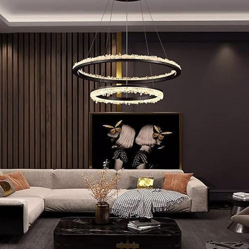 Lámparas Colgantes Circulares de Cristal LED K9 Regulables, iluminación de araña, luminaria de suspensión para Sala de Estar, fácil de Instalar