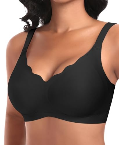 Ganado Jelly Bras for Women Wireless Seamless Bra | Non Wired, Gel, Padded, Push Up, Scalloped, Support for Sagging Breasts, Wire Free, Tshirt Bra, Comfort Everyday Bras