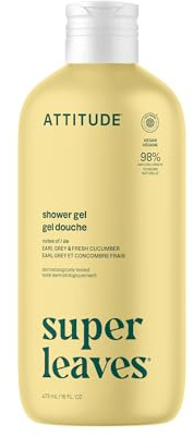 ATTITUDE Body Wash, EWG Verified Shower Gel, Dermatologically Tested, Plant and Mineral-Based, Vegan Personal Care Products, Earl Grey & Fresh Cucumber Scent, 473 mL
