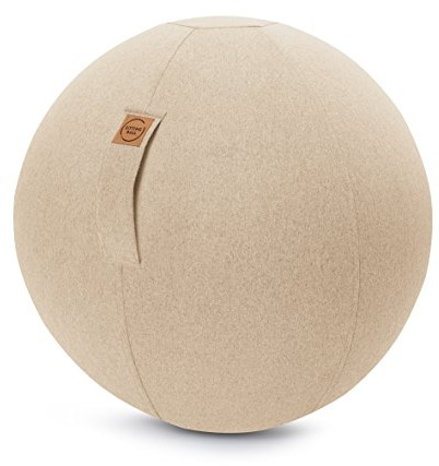 Sitting Ball Felt - Ballon de Gymnastique avec revêtement en Tissu - avec poignée de Transport - Lavable à 30 °C - Beige