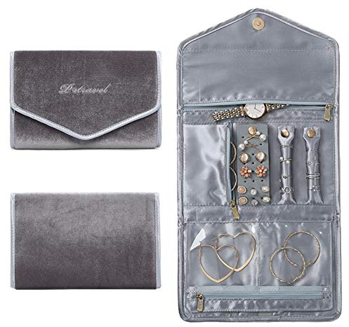 VanFn Rouleaux de bijoux, rouleau de rangement de bijoux de voyage, étui à bijoux pliable, sac de rangement de bijoux pour femmes pour bagues, colliers, montres, broches Série P. Travel