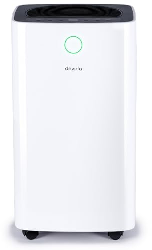 Devola 12L/day Low Energy WiFi Dehumidifier, Quiet & Energy Efficient (costs less than 5p per hour) Dehumidifiers for Home, Laundry Drying Dehumidifier, Dust Filter