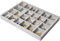 24 Grids Samt Schmucktablett für Schublade, Schmuckaufbewahrung Stapelbar Schmuck Organizer, Schubladeneinsatz Aufbewahrungssystem Schmuck Tablett für Ohrringe Ringe Ketten Armband, 35x24x3cm (Grau)
