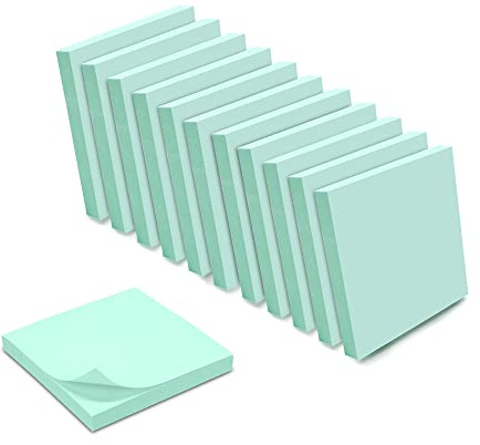 WAYTEX Haftnotizen, wiederverwendbar, Pastellblau, 12 Blöcke mit 100 Blättern, 75 x 75 mm