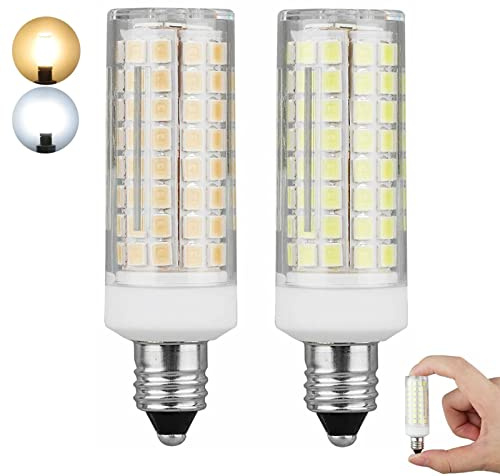 BJZlamp E11 E12 Light LED Mini 102 Leds Bulbos de maíz 9W Reemplazar lámparas halógenas de 80W Candelabra Base 220V 110V para Sala de Estar a Domicilio (2 Piezas),Warm White,E11