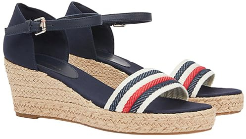 Tommy Hilfiger Mid Wedge Corporate FW0FW07078, Espadrillas con Zeppa Donna, Blu (Space Blue), 38 EU