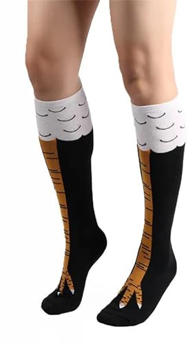 FGFD&OU Roliga strumpor, kvinnor, män, roliga kycklingfötter, knästrumpor, overknees, långa stickade varma leggings, överknä, kycklingar, tecknade sportstrumpor för unisex
