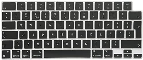 MiNGFi Protection Clavier Silicone Anglais QWERTY pour MacBook Pro/Max 14/16 M1-M4(A3112 A3401 A3185 A2485 A2780 A2991 A3403 A3186) Air 13,6/15,3 M2-M4(A3113 A3240 A2941 A3114 A3241) EU/ISO - Noir