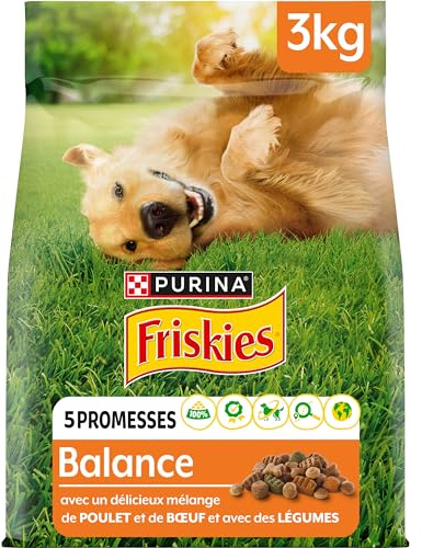 FRISKIES | Balance | Chien | Croquettes pour Chiens Adultes | au Poulet, au Boeuf et Légumes | Source de protéines de Haute qualité | Sac | 3 KG