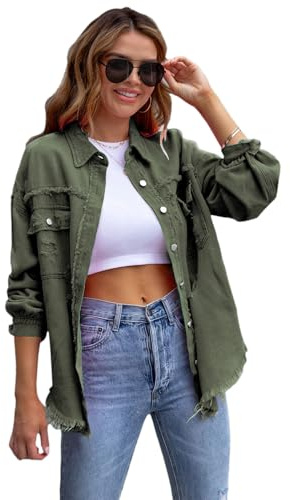 amropi Chaqueta Vaquera para Mujer Blusa Ligero Chaqueta con Bolsillos y Botones Jean Jacket