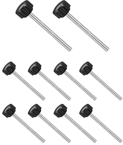 CoCud Knurled Thumb Screws, M4 Thread 50mm Thread Length 16mm Round Head, Plastic Knobs Clamping Screws - (Applications: for Sawing Machines), 10-Pieces