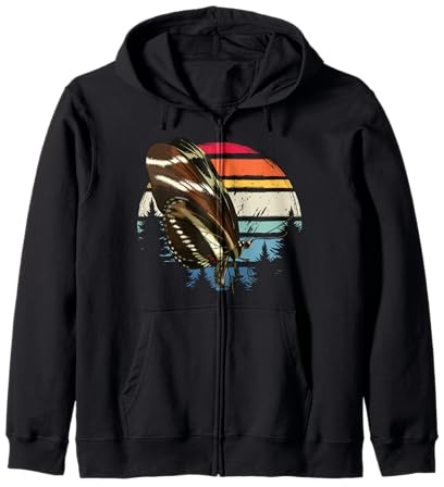 Retro Zebra Longwing Butterfly Shirt Animal Insect Butterfly Zip Hoodie